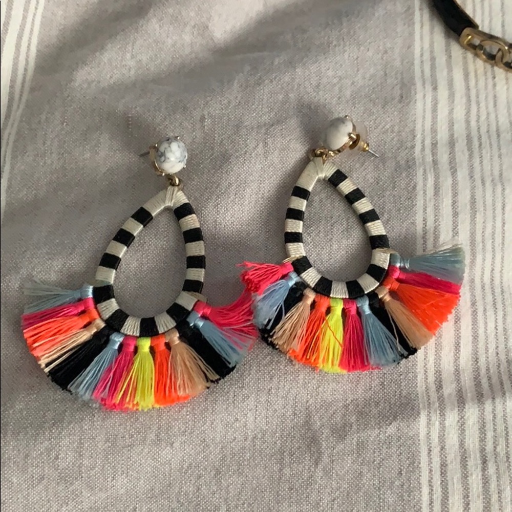 Colorful bauble bar earrings